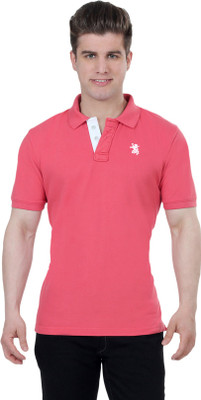 

The Cotton Company Solid Men' Polo Neck Pink T-Shirt, Fuschia