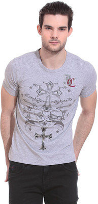 

Saiints Printed Men's Round Neck Grey T-Shirt