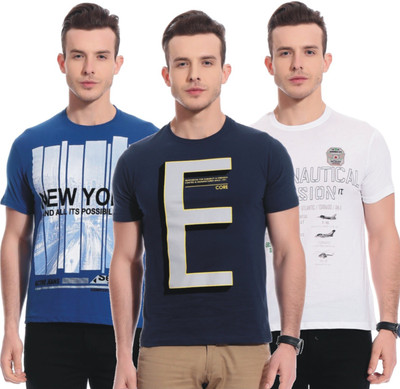 

TAB91 Printed Men's Round Neck Multicolor T-Shirt(Pack of 3)