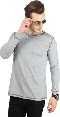 

SayItLoud Solid Men's Round Neck Grey T-Shirt