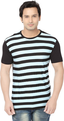 

Fugazee Lifestyle Striped Men' Round Neck Light Blue, Black T-Shirt, Black;light blue