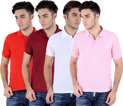 

Sanvi Traders Solid Men Polo Neck Multicolor T-Shirt(Pack of 4