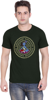 

Tantra Graphic Print Men's Round Neck Dark Green T-Shirt, Army green
