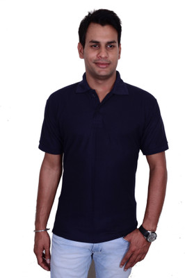 

Blaze Solid Men's Polo Neck Dark Blue T-Shirt
