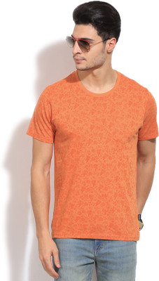 

Indicode Graphic Print Men's Round Neck Orange T-Shirt, 115