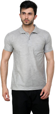 

Cotton County Premium Solid Men's Flap Collar Neck Grey T-Shirt, Light grey