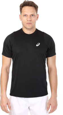 

Asics Solid Men's Round Neck Black T-Shirt, Performance