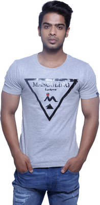 

Masculino Latino Printed Men's Round Neck Reversible Grey T-Shirt, Grey milange