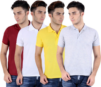 

Sanvi Traders Solid Men Polo Neck Multicolor T-Shirt(Pack of 4