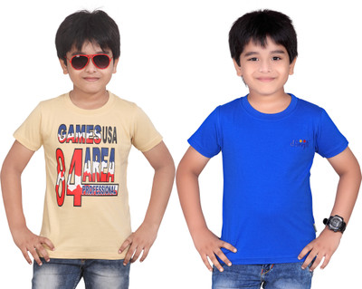 

Dongli Boys Solid T Shirt(Beige, Pack of 2)