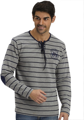 

Fritzberg Striped Men's Round Neck Grey T-Shirt