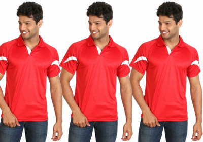 

Campus Sutra Solid Men Polo Neck Red T-Shirt(Pack of 3)