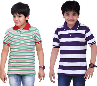 

Dongli Boys Striped T Shirt(Green, Pack of 1), Multicolor