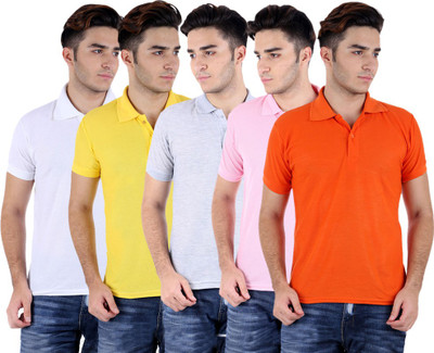 

Sanvi Traders Solid Men Polo Neck Multicolor T-Shirt(Pack of 5