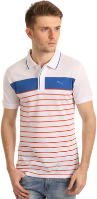 

Puma Striped Men' Polo Neck White T-Shirt