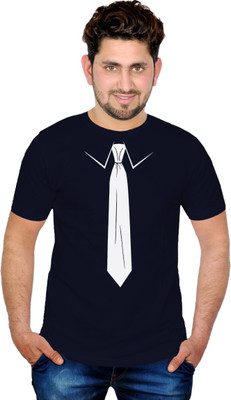 

INKIT Graphic Print Men' Round Neck Blue T-Shirt, Navy blue