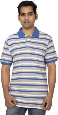 

Red Line Striped Men's Polo Neck Multicolor T-Shirt, White