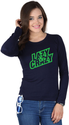 

SayItLoud Printed Women's Round Neck Blue T-Shirt, Navy