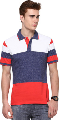 

Mudo Striped Men's Polo Neck Blue, Red T-Shirt, Blue/white