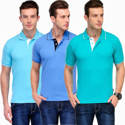 

Scott International Solid Men's Polo Neck Light Blue, Blue T-Shirt(Pack of 3, Light blue and blue