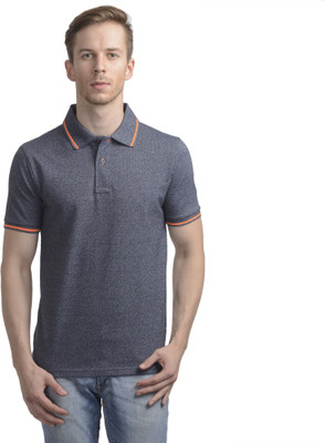 

WRIG Solid Men's Polo Neck Grey T-Shirt