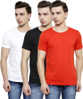 

Casual Tees Solid Men's Round Neck White, Black, Red T-Shirt(Pack of 3, Black;red;white