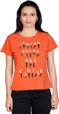 

Tantra Graphic Print Women's Round Neck Orange T-Shirt