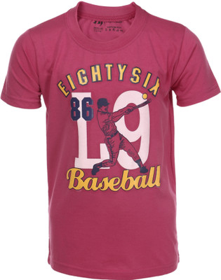 

AJ Dezines Boys Self Design Cotton T Shirt(Pink, Pack of 1, Magenta