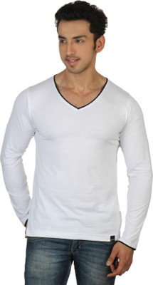 

Rigo Solid Men's V-neck White T-Shirt