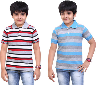

Dongli Boys Striped T Shirt(Silver, Pack of 2), Multicolor