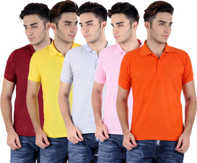 

Sanvi Traders Solid Men Polo Neck Multicolor T-Shirt(Pack of 5