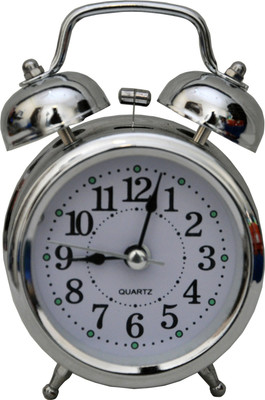 NoVowels Analog Silver Clock