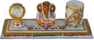 

eCraftIndia Analog Gold, White Clock