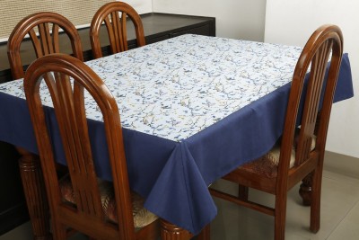 Dekor World Printed 4 Seater Table Cover(Blue, Cotton)