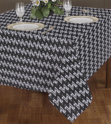 AIRWILL Geometric 6 Seater Table Cover(Black, White, Cotton)