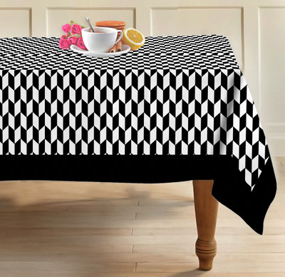 AIRWILL Cotton 6 Seater Checkered Table Cover(Black, White)