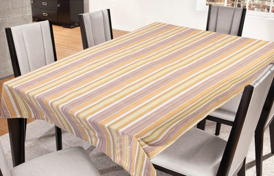 Freely Striped 8 Seater Table Cover(Beige, Cotton)