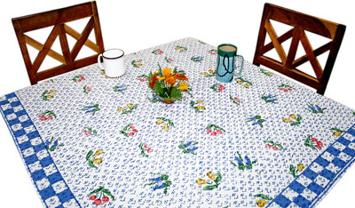 

Sriam Self Design 4 Seater Table Cover(White, Blue, Cotton)