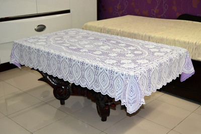 

Katwa Clasic Crocheted 2 Seater Table Cover(White, PVC)