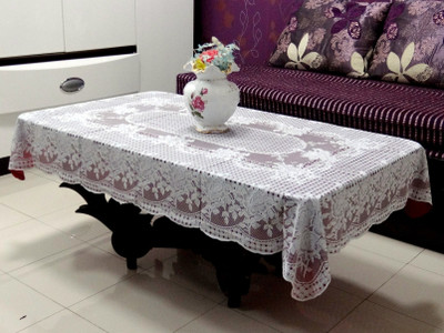 

Katwa Clasic Floral 2 Seater Table Cover(White, PVC)