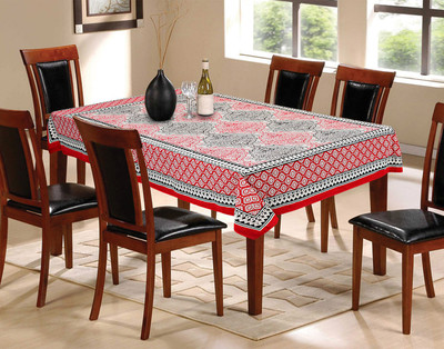 

Urbano Homz Floral 6 Seater Table Cover(Red, White, Cotton)