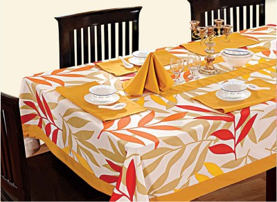 SWAYAM Printed 4 Seater Table Cover(Yellow, Cotton)