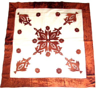 Homeblendz Abstract 4 Seater Table Cover(Brown, Velvet)