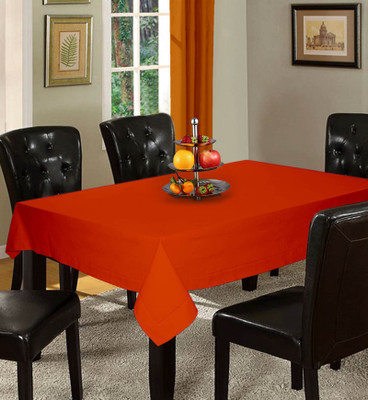 Lushomes Solid 8 Seater Table Cover(Orange, Cotton)