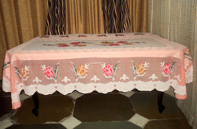 

Amita Home Furnishing Floral 6 Seater Table Cover(Pink, Polyester)