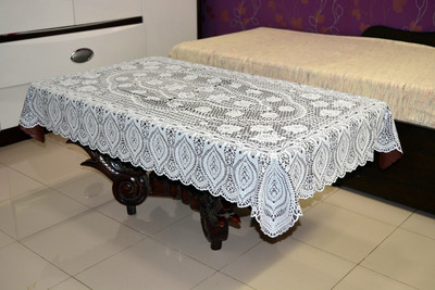 

Katwa Clasic Crocheted 2 Seater Table Cover(White, PVC)