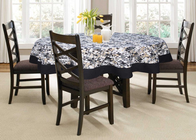 

Lushomes Printed 4 Seater Table Cover(Black, Cotton)