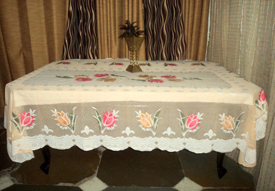 Amita Home Furnishing Floral 6 Seater Table Cover(Multicolor, Polyester) Flipkart