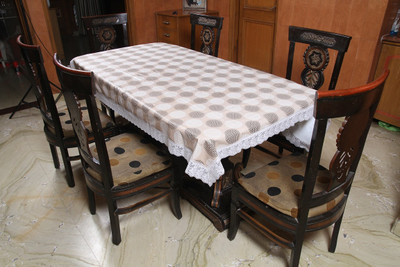 

Freely Geometric 6 Seater Table Cover(Beige Color, PVC)