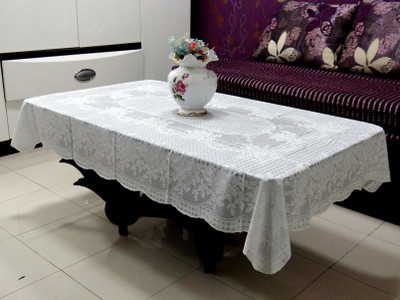

Katwa Clasic Floral 2 Seater Table Cover(White, PVC)